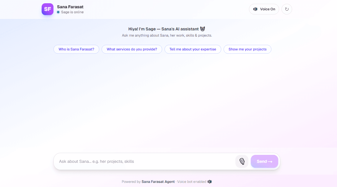 Sage Bot — Text & Voice Assistant screenshot